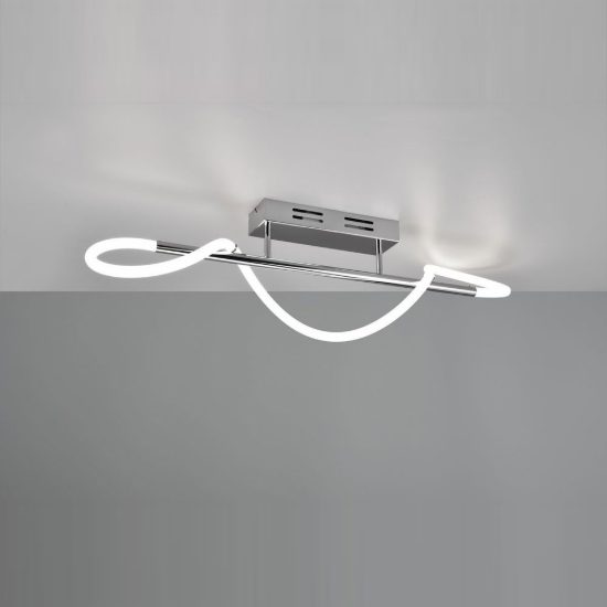 Plafoniera led 28w 4000k per soggiorno moderna a tubo flessibile cromo