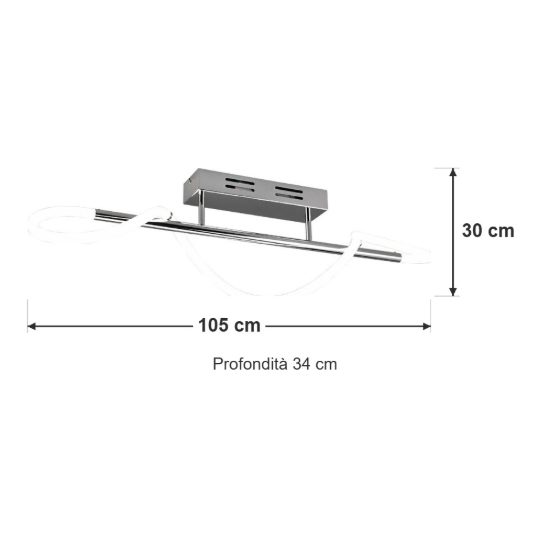 Plafoniera led 28w 4000k per soggiorno moderna a tubo flessibile cromo