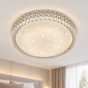 Plafoniera led 12w 3000k moderna rotonda bianca effetto cielo stellato