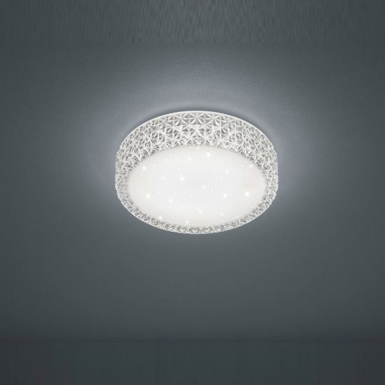 Plafoniera led 12w 3000k moderna rotonda bianca effetto cielo stellato