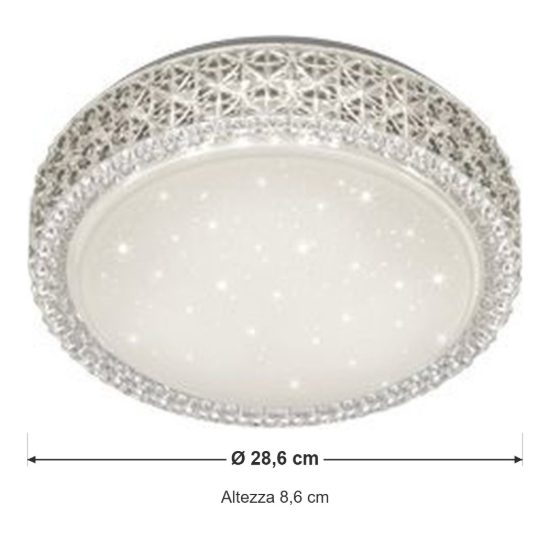 Plafoniera led 12w 3000k moderna rotonda bianca effetto cielo stellato