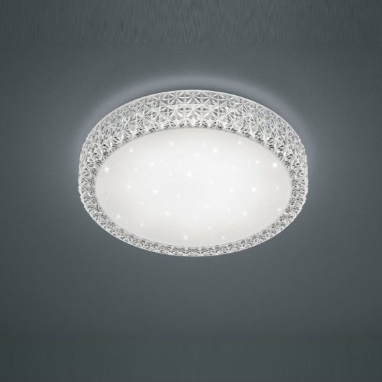 Plafoniera led 24w 3000k moderna rotonda bianca effetto cielo stellato