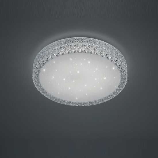 Plafoniera led 24w 3000k moderna rotonda bianca effetto cielo stellato