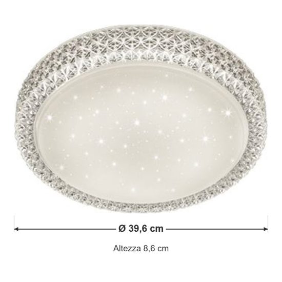 Plafoniera led 24w 3000k moderna rotonda bianca effetto cielo stellato