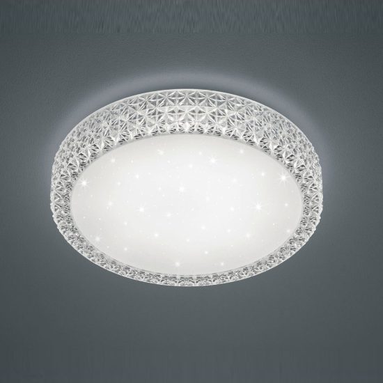 Plafoniera led 27w cct 3000k 5500k con telecomando per soggiorno bianca effetto cielo stellato
