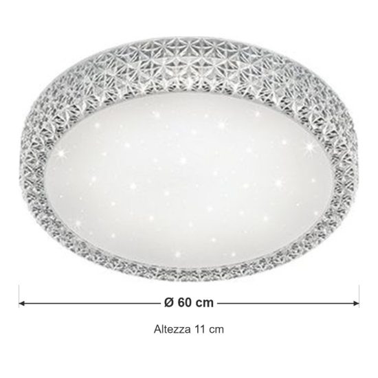 Plafoniera led 27w cct 3000k 5500k con telecomando per soggiorno bianca effetto cielo stellato