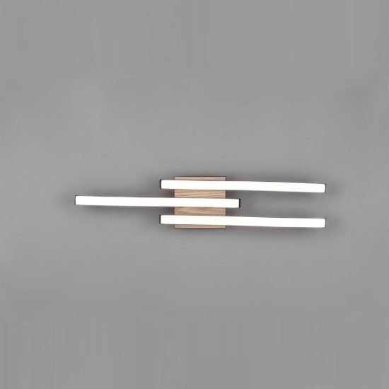 Plafoniera led 15w 3000k per cucina moderna con 3 bacchette ondulate nera effetto legno