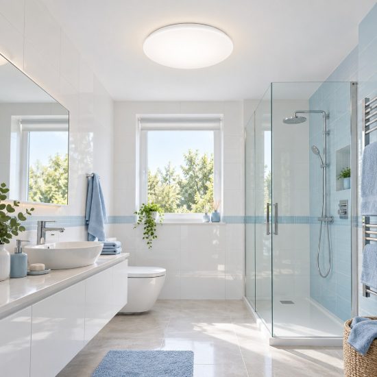 Plafoniera led 12w 3000k ip44 per bagno moderna bianca