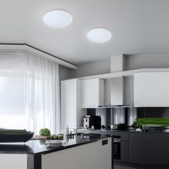 Plafoniera led 12w 3000k ip44 per bagno moderna bianca