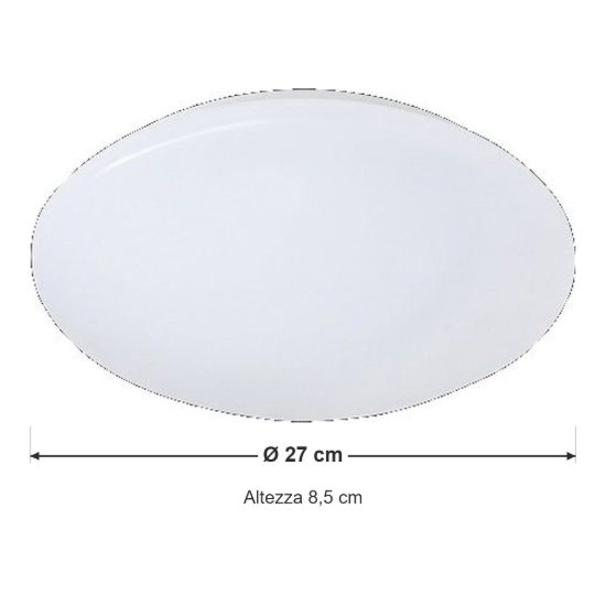 Plafoniera led 12w 3000k ip44 per bagno moderna bianca