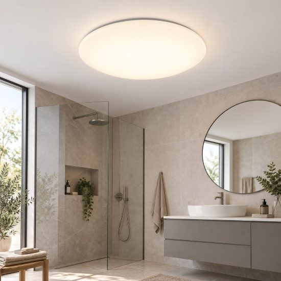 Plafoniera led 15w 3000k ip44 per bagno moderna bianca