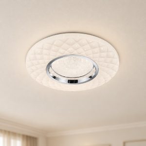 Plafoniera led 21w cct 3000k 6000k con telecomando moderna bianca effetto cristallo