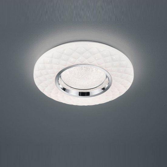 Plafoniera led 21w cct 3000k 6000k con telecomando moderna bianca effetto cristallo