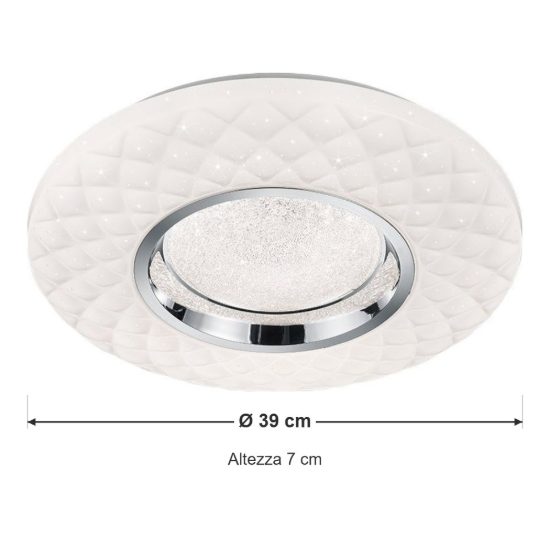 Plafoniera led 21w cct 3000k 6000k con telecomando moderna bianca effetto cristallo