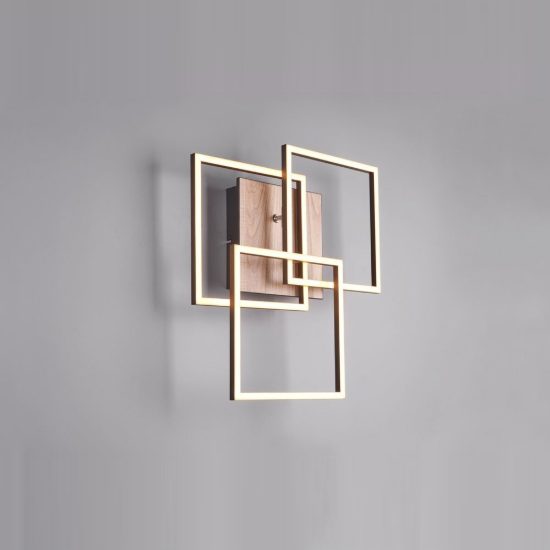 Plafoniera led 27w cct 2700k 6000k con telecomando a 3 quadrati orientabili nera effetto legno