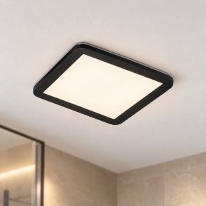 Plafoniera led 16w 3000k ip44 moderna quadrata nera