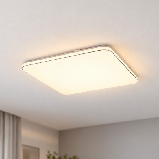 Plafoniera led 46w 3000k per soggiorno moderna quadrata bianca