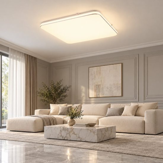 Plafoniera led 46w 3000k per soggiorno moderna quadrata bianca