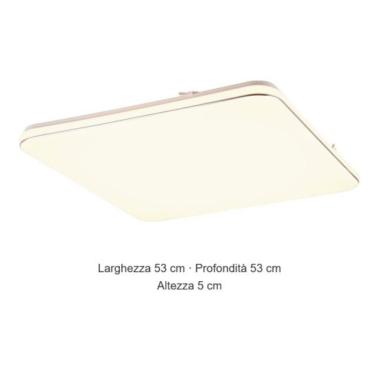 Plafoniera led 46w 3000k per soggiorno moderna quadrata bianca