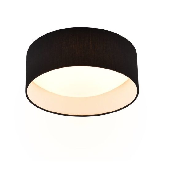 Plafoniera led 12w 3000k moderna cilindrica con paralume in tessuto nero