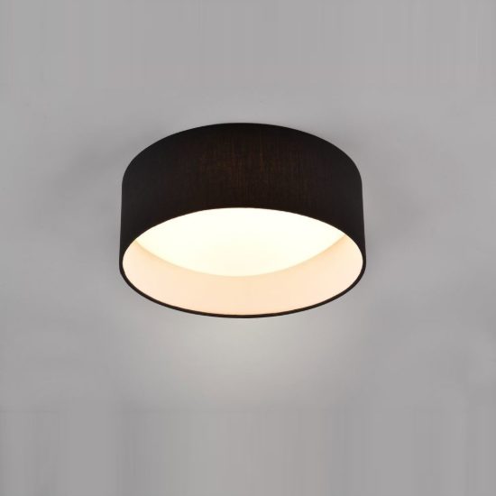 Plafoniera led 12w 3000k moderna cilindrica con paralume in tessuto nero