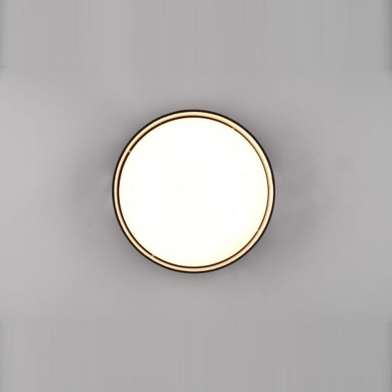 Plafoniera led 12w 3000k moderna cilindrica con paralume in tessuto nero