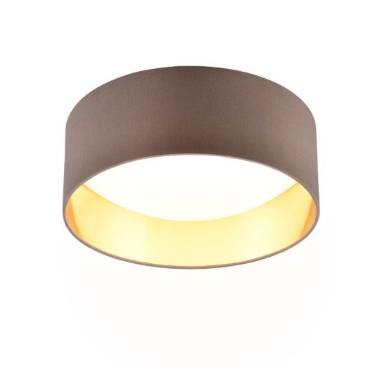 Plafoniera led 12w 3000k moderna cilindrica con paralume in tessuto tortora