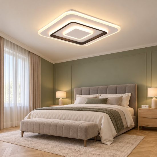 Plafoniera led 55w cct 2700k 6000k con telecomando per soggiorno moderna quadrata bianca