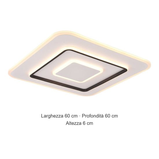 Plafoniera led 55w cct 2700k 6000k con telecomando per soggiorno moderna quadrata bianca