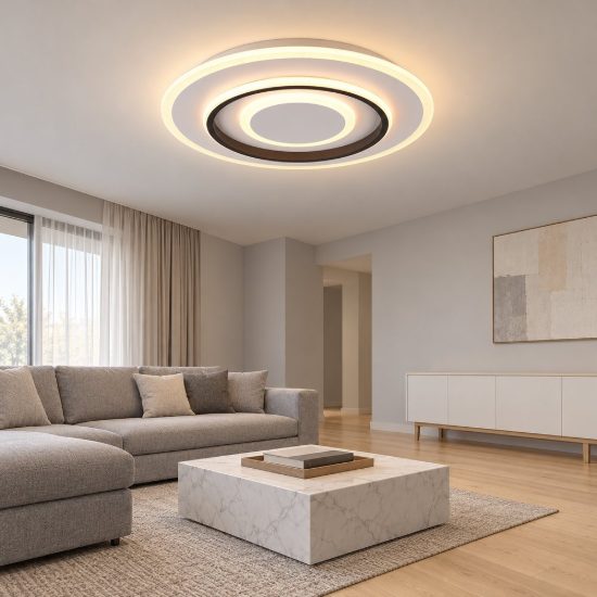 Plafoniera led 46w cct 2700k 6000k con telecomando per soggiorno moderna rotonda bianca