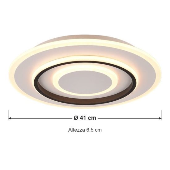 Plafoniera led 46w cct 2700k 6000k con telecomando per soggiorno moderna rotonda bianca