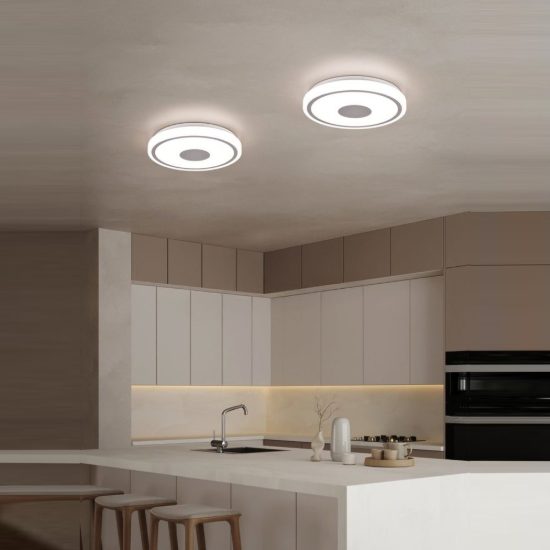 Plafoniera led 16w 4000k moderna rotonda bianca cromo