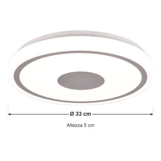 Plafoniera led 16w 4000k moderna rotonda bianca cromo