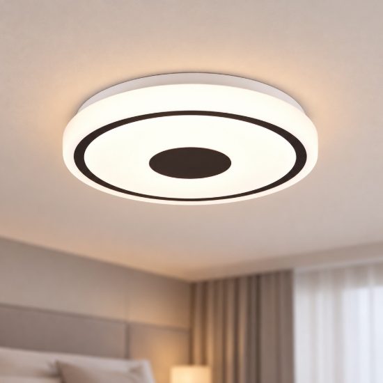 Plafoniera led 16w 3000k moderna rotonda bianca nera