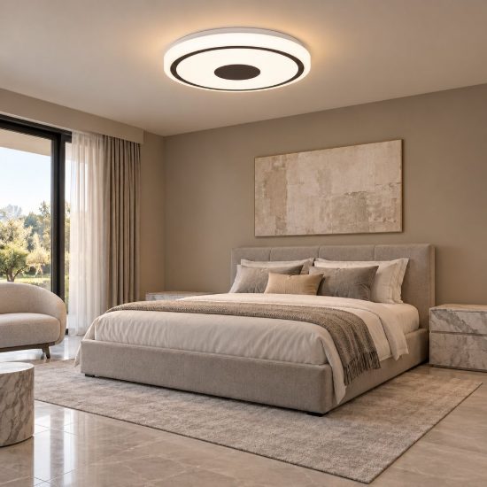 Plafoniera led 16w 3000k moderna rotonda bianca nera