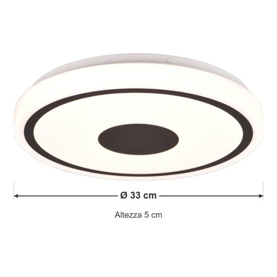 Plafoniera led 16w 3000k moderna rotonda bianca nera
