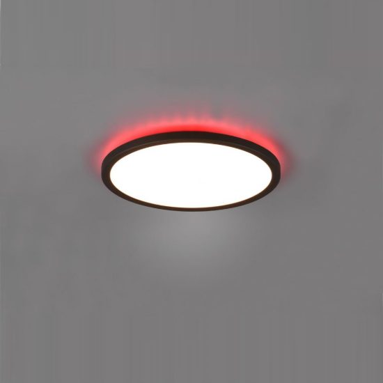 Plafoniera led 18w cct 3000k 6500k rgb con telecomando moderna rotonda nera a luce indiretta