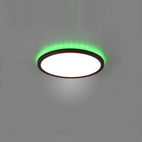 Plafoniera led 18w cct 3000k 6500k rgb con telecomando moderna rotonda nera a luce indiretta