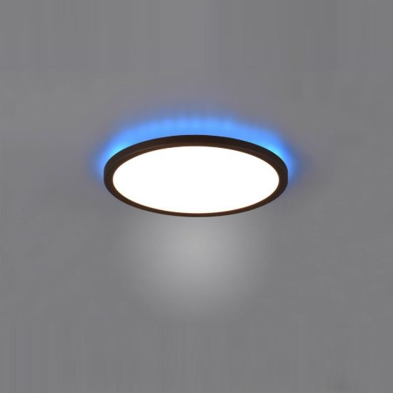 Plafoniera led 18w cct 3000k 6500k rgb con telecomando moderna rotonda nera a luce indiretta