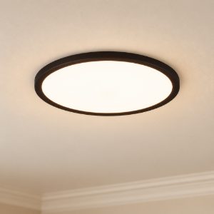 Plafoniera led 30w cct 3000k 6500k rgb con telecomando moderna rotonda nera a luce indiretta