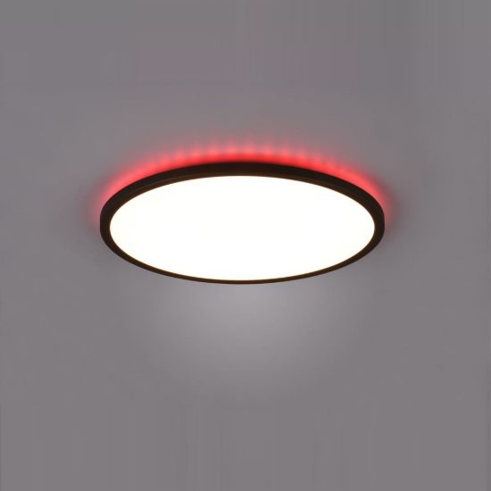 Plafoniera led 30w cct 3000k 6500k rgb con telecomando moderna rotonda nera a luce indiretta