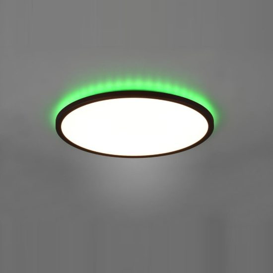 Plafoniera led 30w cct 3000k 6500k rgb con telecomando moderna rotonda nera a luce indiretta