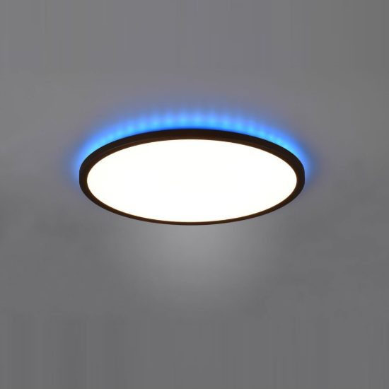 Plafoniera led 30w cct 3000k 6500k rgb con telecomando moderna rotonda nera a luce indiretta