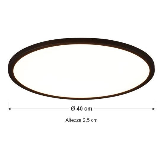 Plafoniera led 30w cct 3000k 6500k rgb con telecomando moderna rotonda nera a luce indiretta