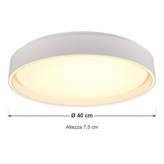 Plafoniera led 24w cct 2700k 6500k con telecomando moderna rotonda bianca