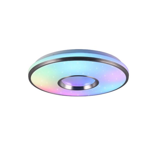 Plafoniera led 21w cct 2700k 6500k rgb con telecomando bianca alluminio effetto stellato