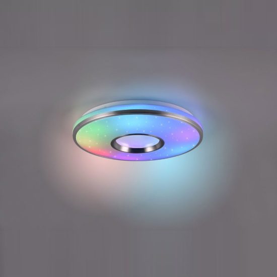 Plafoniera led 21w cct 2700k 6500k rgb con telecomando bianca alluminio effetto stellato