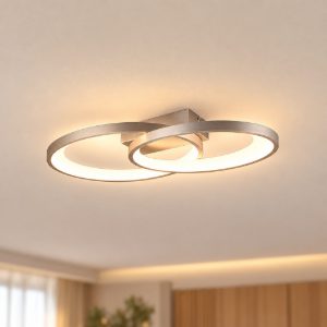 Plafoniera led 25w 3000k per soggiorno moderna a doppia ellisse nichel opaco bianco