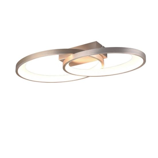 Plafoniera led 25w 3000k per soggiorno moderna a doppia ellisse nichel opaco bianco