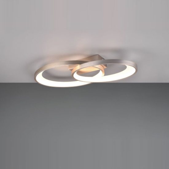Plafoniera led 25w 3000k per soggiorno moderna a doppia ellisse nichel opaco bianco
